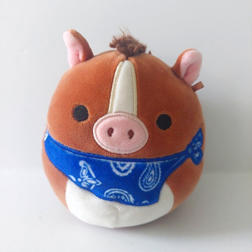 Squishmallows Kellytoy Brisby Horse Plush 5 inch brown with blue bandana